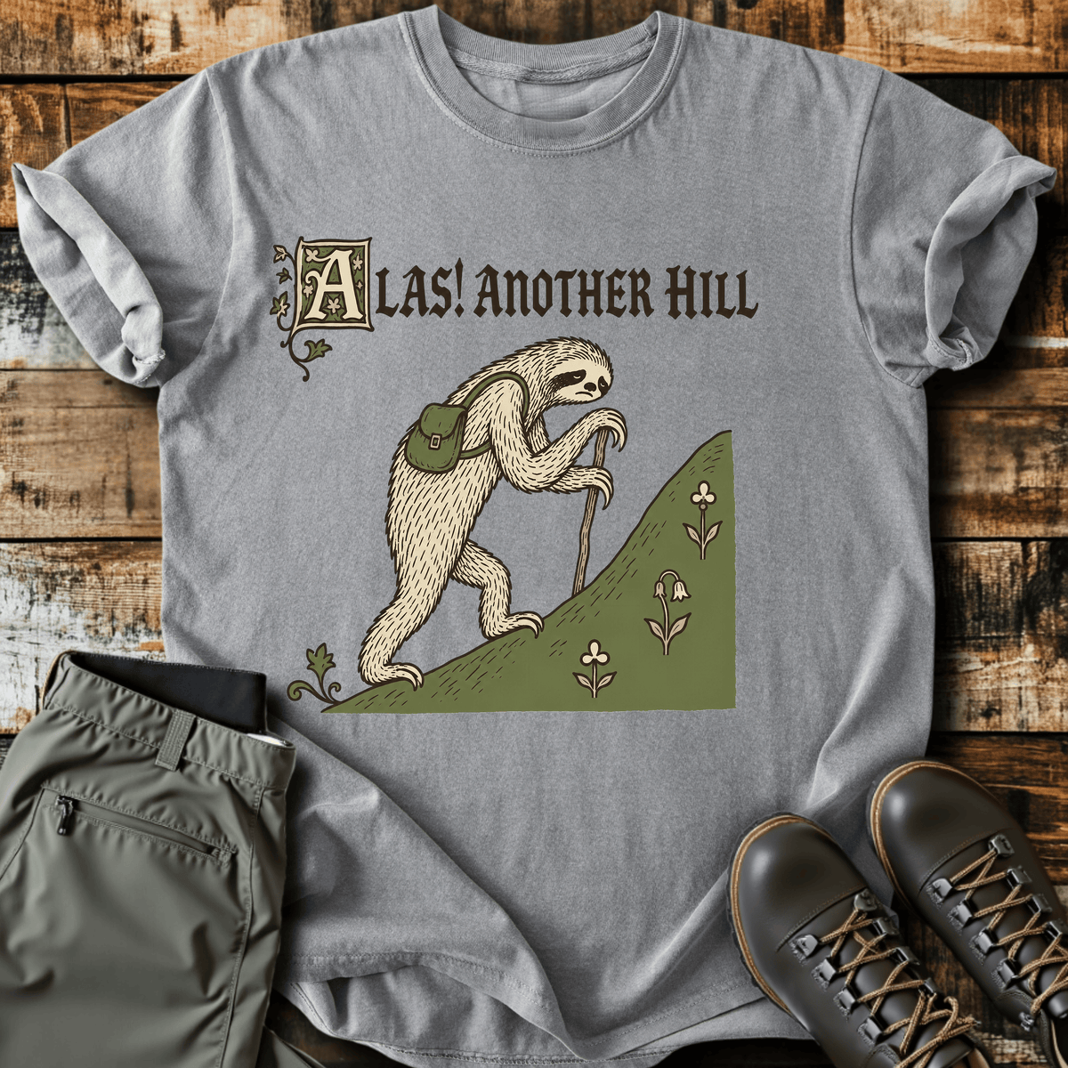 Alas Another Hill T-Shirt - Funny Hiking Graphic Tee - Gift for Hikers - Unisex