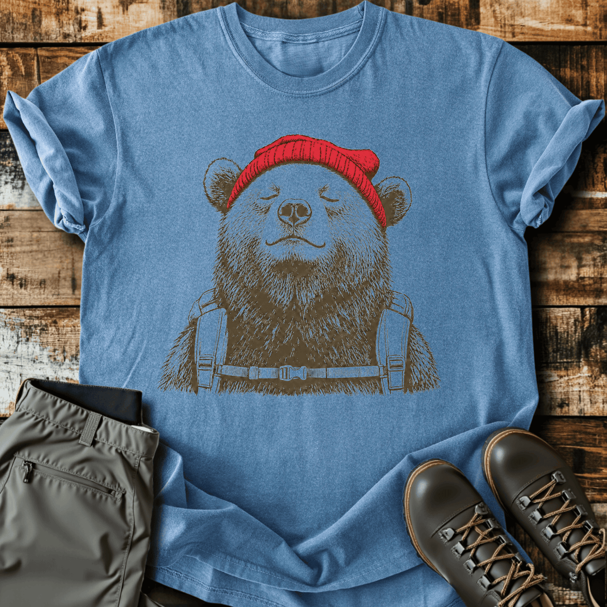 Beanie Bear T-Shirt - Funny Hiking Graphic Tee - Gift for Hikers - Unisex