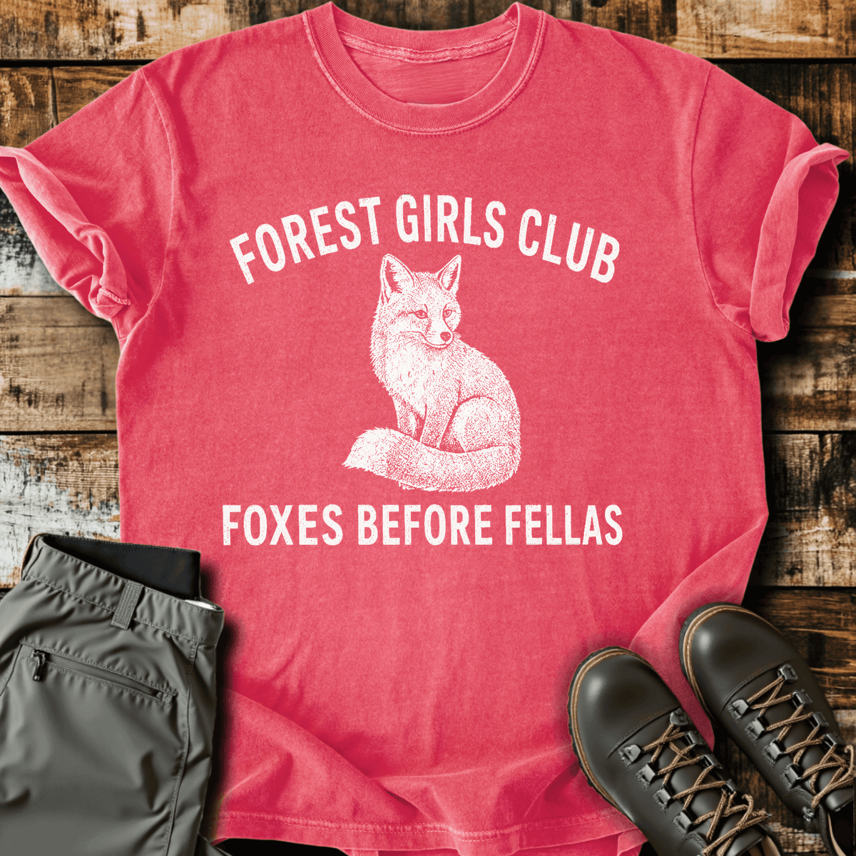Foxes Before Fellas T-Shirt - Funny Hiking Graphic Tee - Gift for Hikers - Unisex