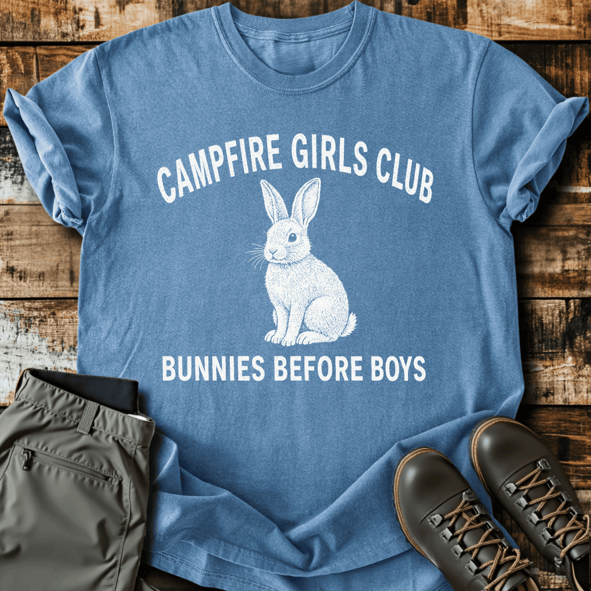 Bunnies Before Boys T-Shirt - Funny Hiking Graphic Tee - Gift for Hikers
