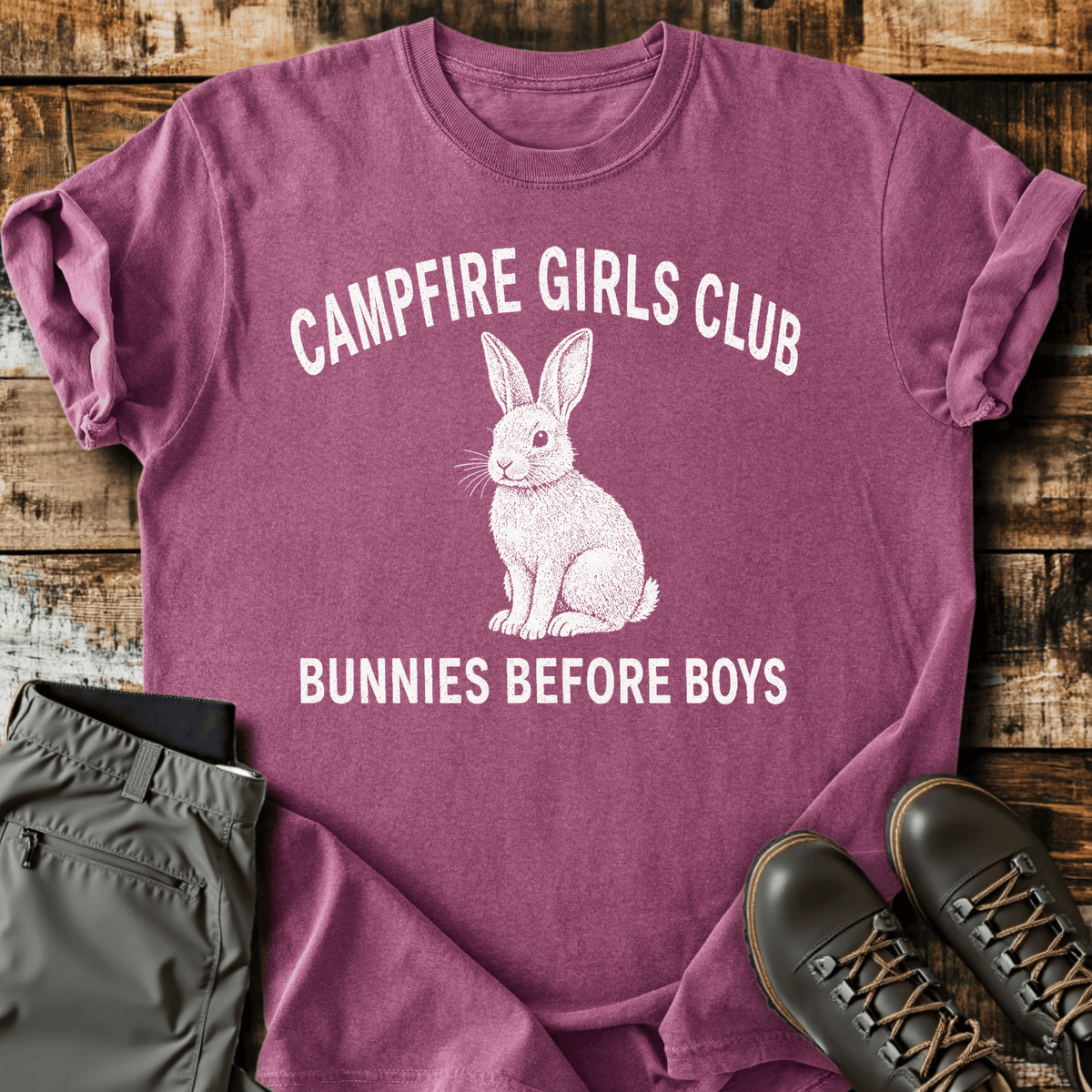 Bunnies Before Boys T-Shirt - Funny Hiking Graphic Tee - Gift for Hikers