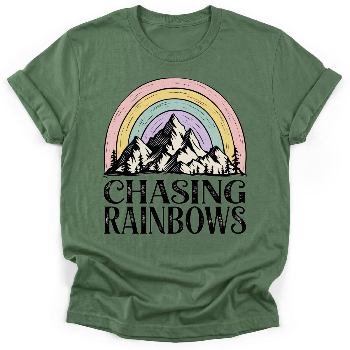 Chasing Rainbows T-Shirt - Funny Hiking Graphic Tee - Gift for Hikers - Unisex
