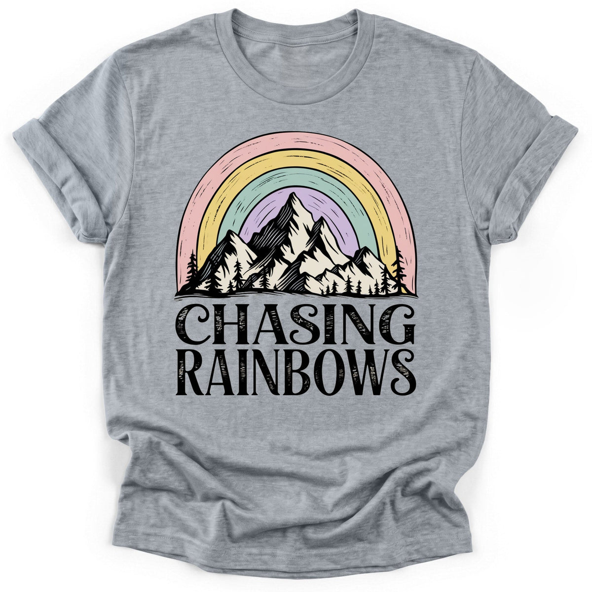 Chasing Rainbows T-Shirt - Funny Hiking Graphic Tee - Gift for Hikers - Unisex