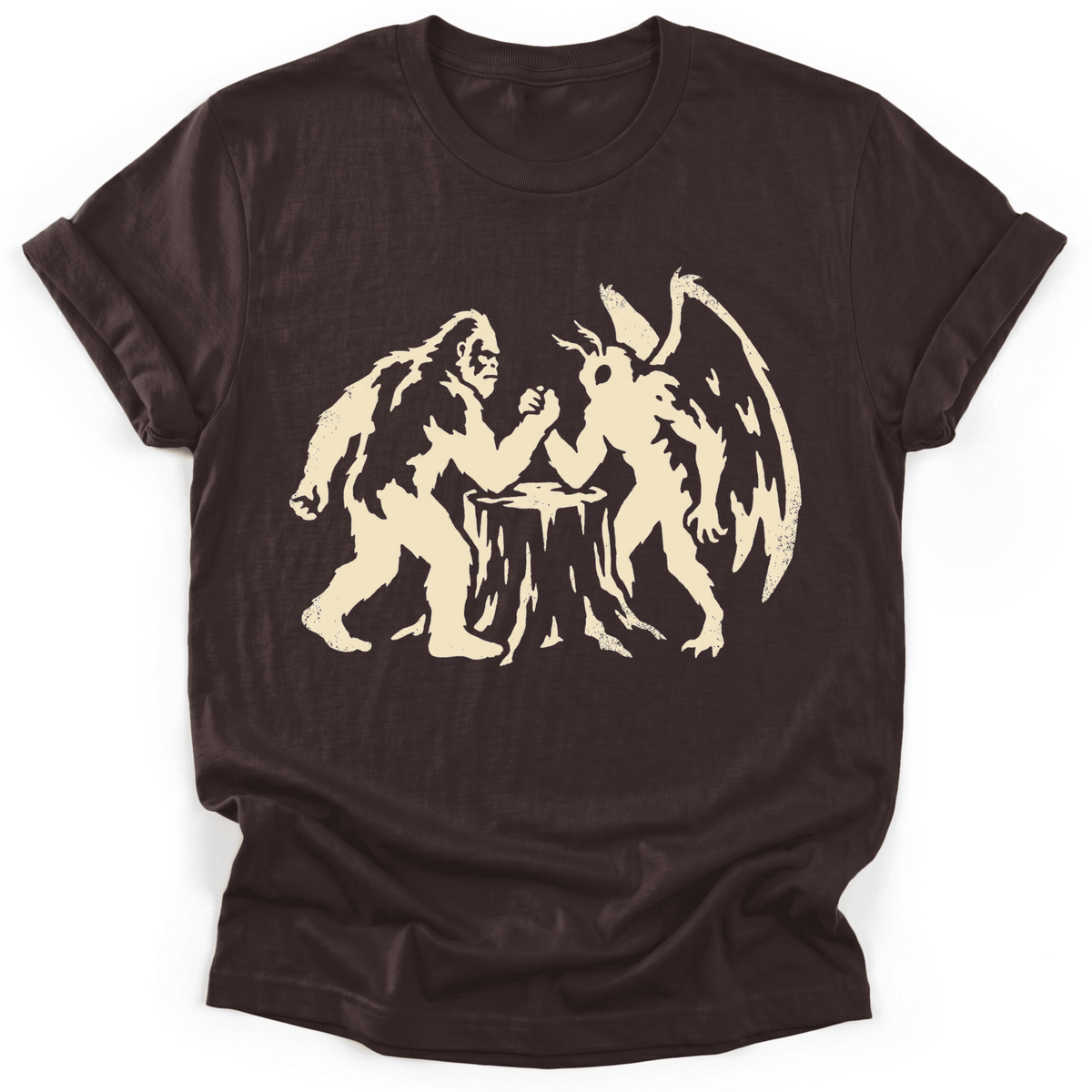 Bigfoot VS Mothman T-Shirt - Funny Hiking Graphic Tee - Gift for Hikers - Unisex