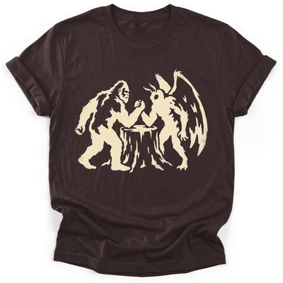 Bigfoot VS Mothman T-Shirt - Funny Hiking Graphic Tee - Gift for Hikers - Unisex