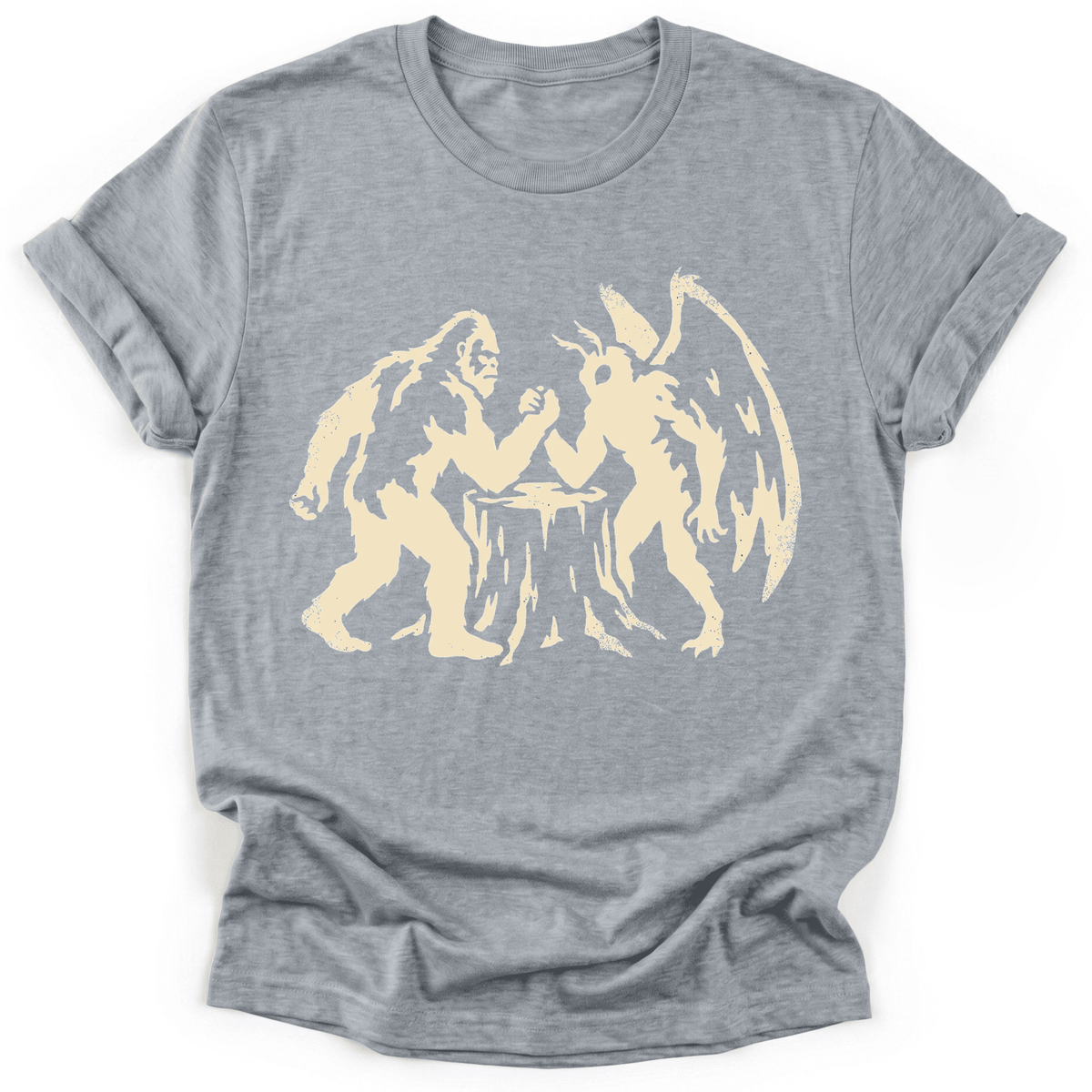 Bigfoot VS Mothman T-Shirt - Funny Hiking Graphic Tee - Gift for Hikers - Unisex