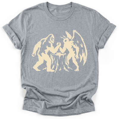 Bigfoot VS Mothman T-Shirt - Funny Hiking Graphic Tee - Gift for Hikers - Unisex