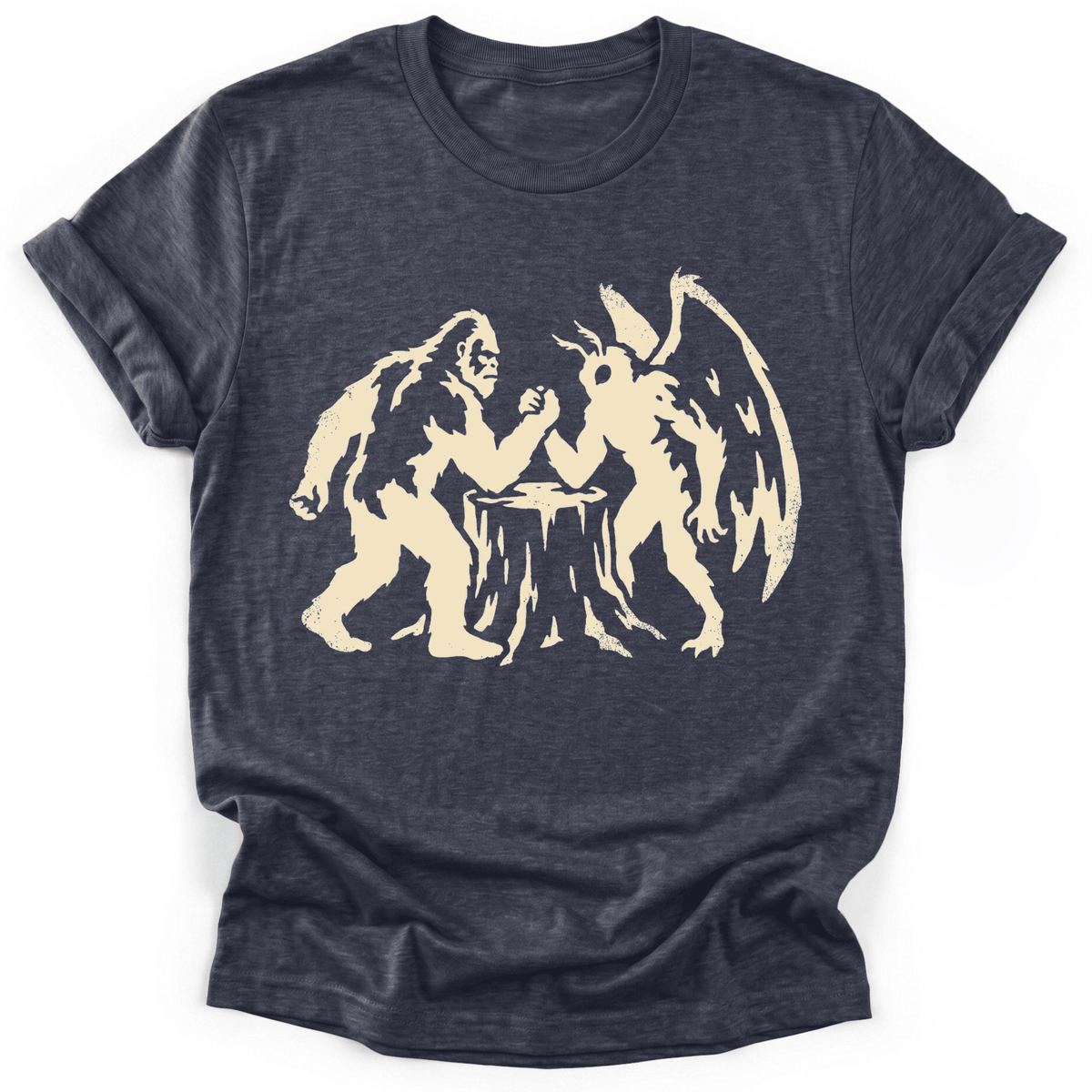 Bigfoot VS Mothman T-Shirt - Funny Hiking Graphic Tee - Gift for Hikers - Unisex