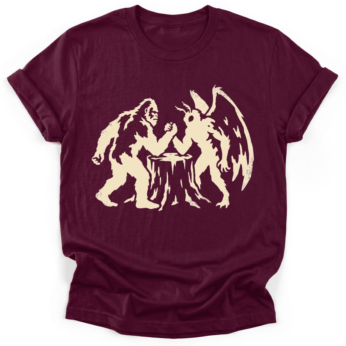 Bigfoot VS Mothman T-Shirt - Funny Hiking Graphic Tee - Gift for Hikers - Unisex