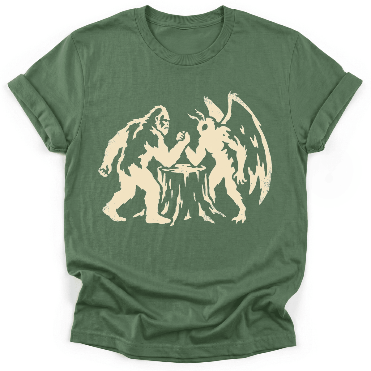 Bigfoot VS Mothman T-Shirt - Funny Hiking Graphic Tee - Gift for Hikers - Unisex