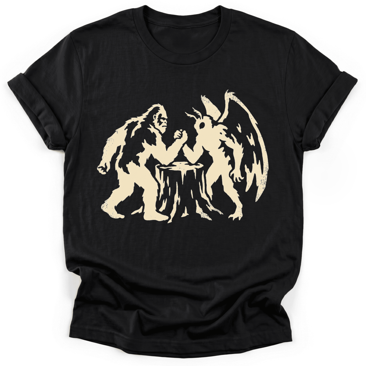 Bigfoot VS Mothman T-Shirt - Funny Hiking Graphic Tee - Gift for Hikers - Unisex