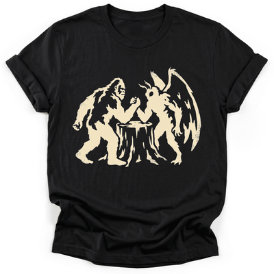 Bigfoot VS Mothman T-Shirt - Funny Hiking Graphic Tee - Gift for Hikers - Unisex