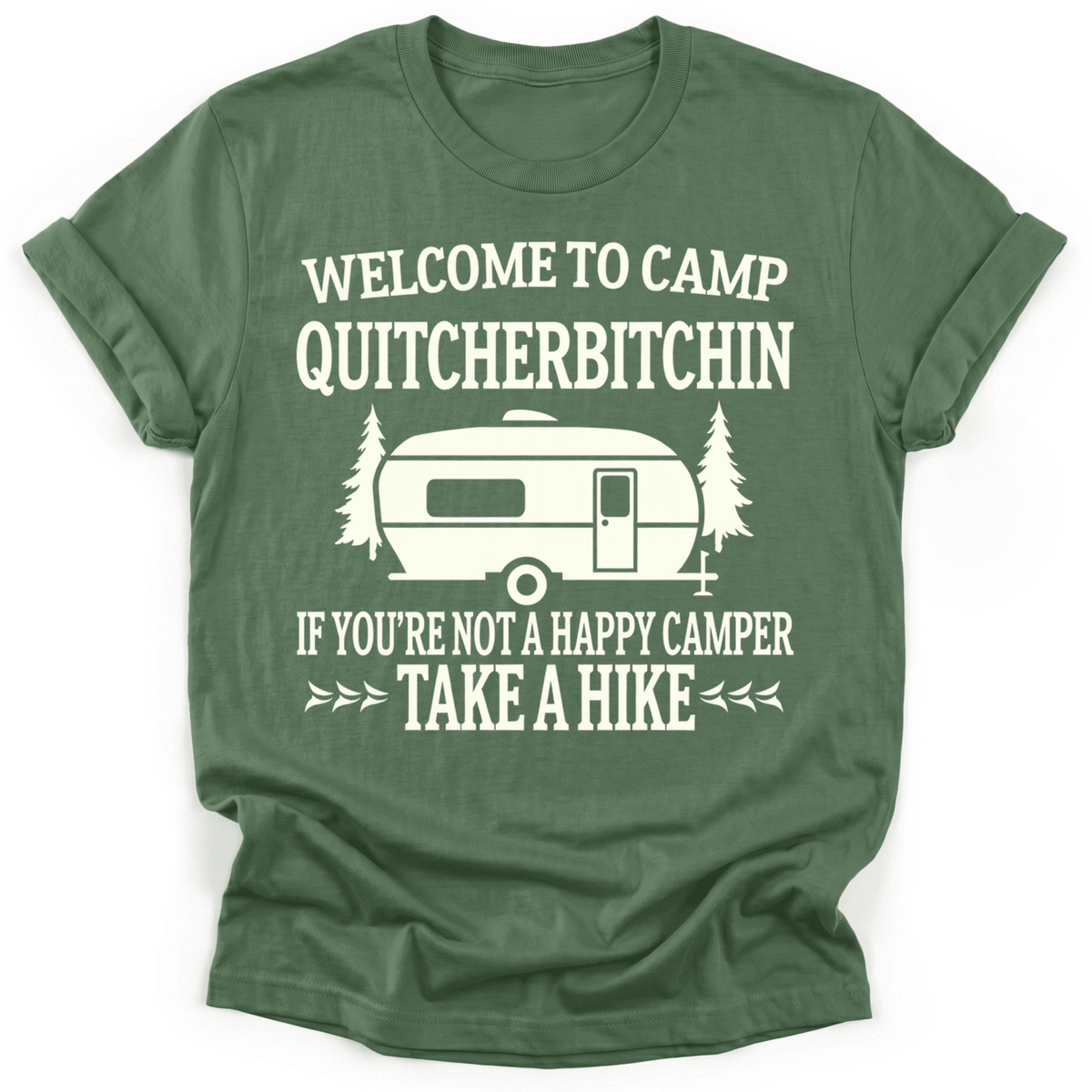 Camp Quit T-Shirt - Funny Hiking Graphic Tee - Gift for Hikers - Unisex