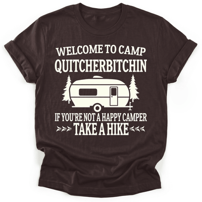 Camp Quit T-Shirt - Funny Hiking Graphic Tee - Gift for Hikers - Unisex