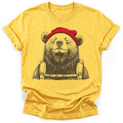 Beanie Bear T-Shirt - Funny Hiking Graphic Tee - Gift for Hikers - Unisex