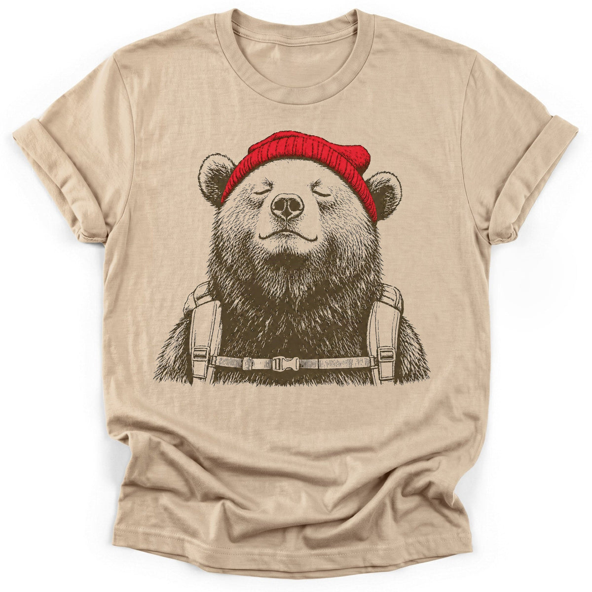 Beanie Bear T-Shirt - Funny Hiking Graphic Tee - Gift for Hikers - Unisex