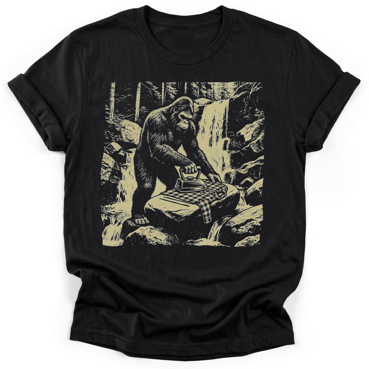 Bigfoot Ironing T-Shirt - Funny Hiking Graphic Tee - Gift for Hikers - Unisex