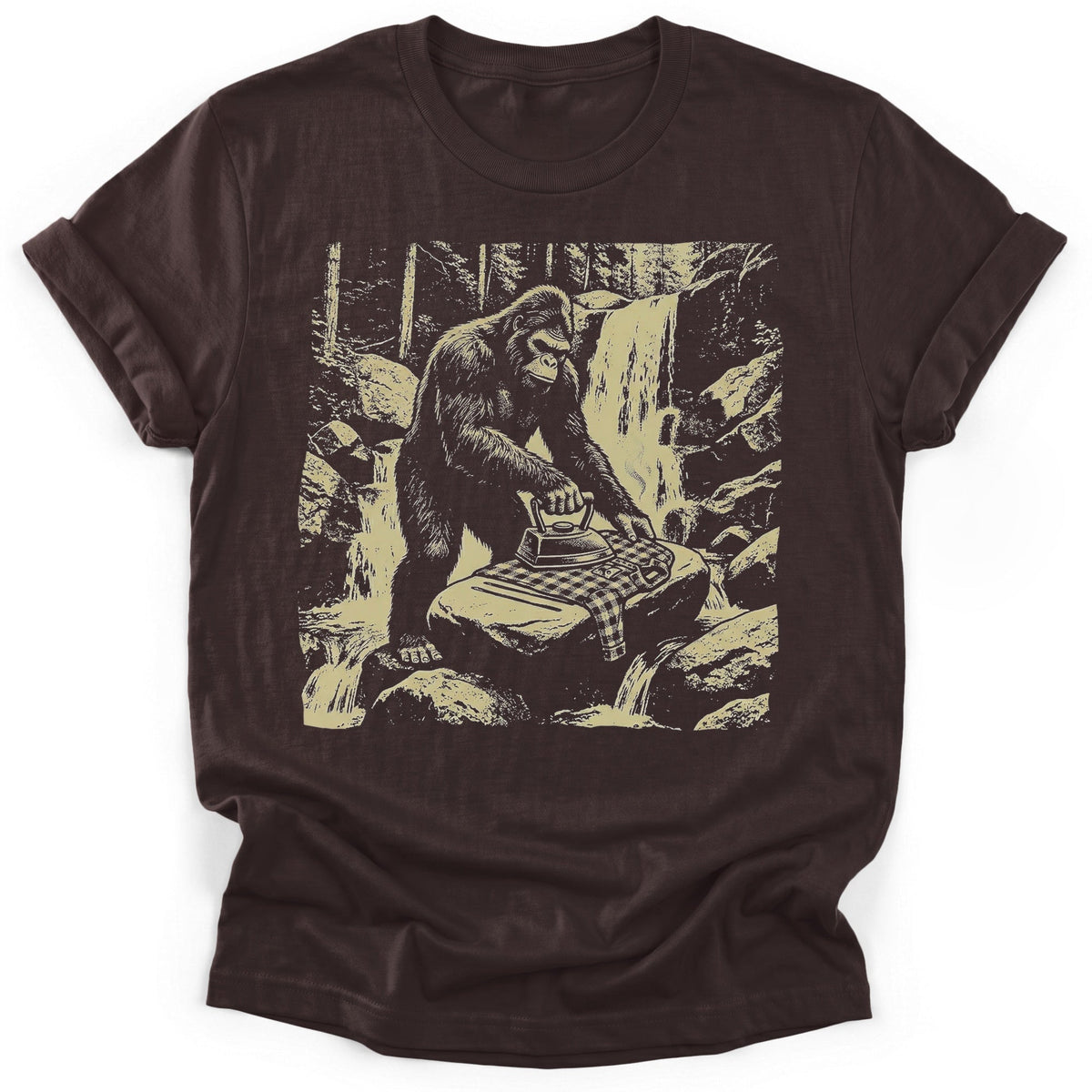 Bigfoot Ironing T-Shirt - Funny Hiking Graphic Tee - Gift for Hikers - Unisex