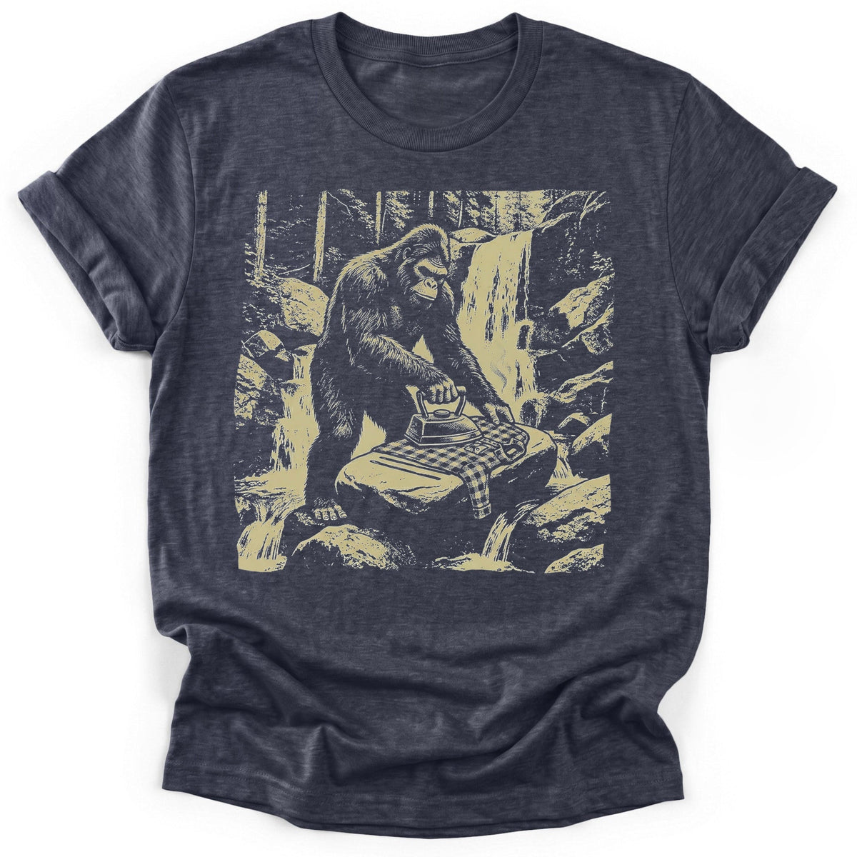 Bigfoot Ironing T-Shirt - Funny Hiking Graphic Tee - Gift for Hikers - Unisex