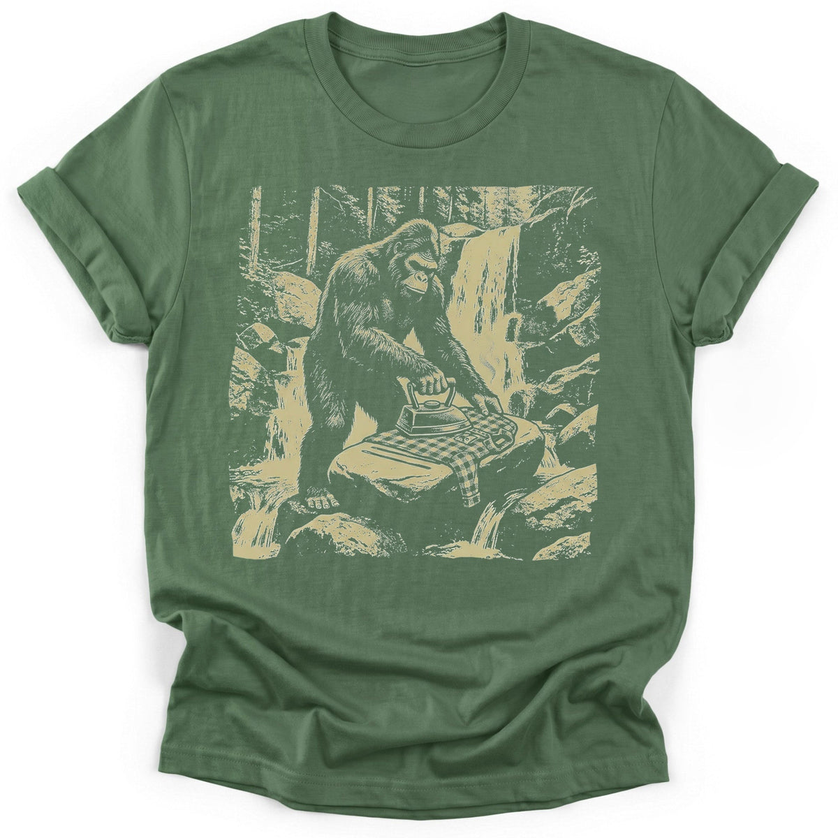 Bigfoot Ironing T-Shirt - Funny Hiking Graphic Tee - Gift for Hikers - Unisex