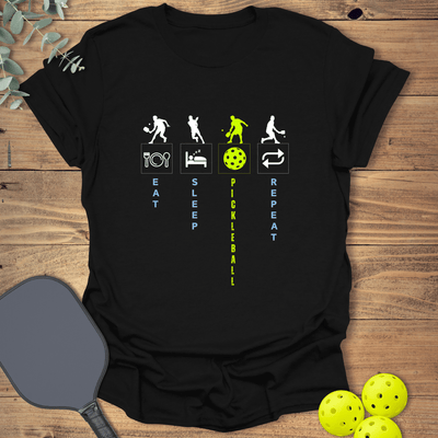 Eat Sleep Pickleball Repeat T-Shirt - Graphic Tee - Gift for Pickleball Players - Unisex