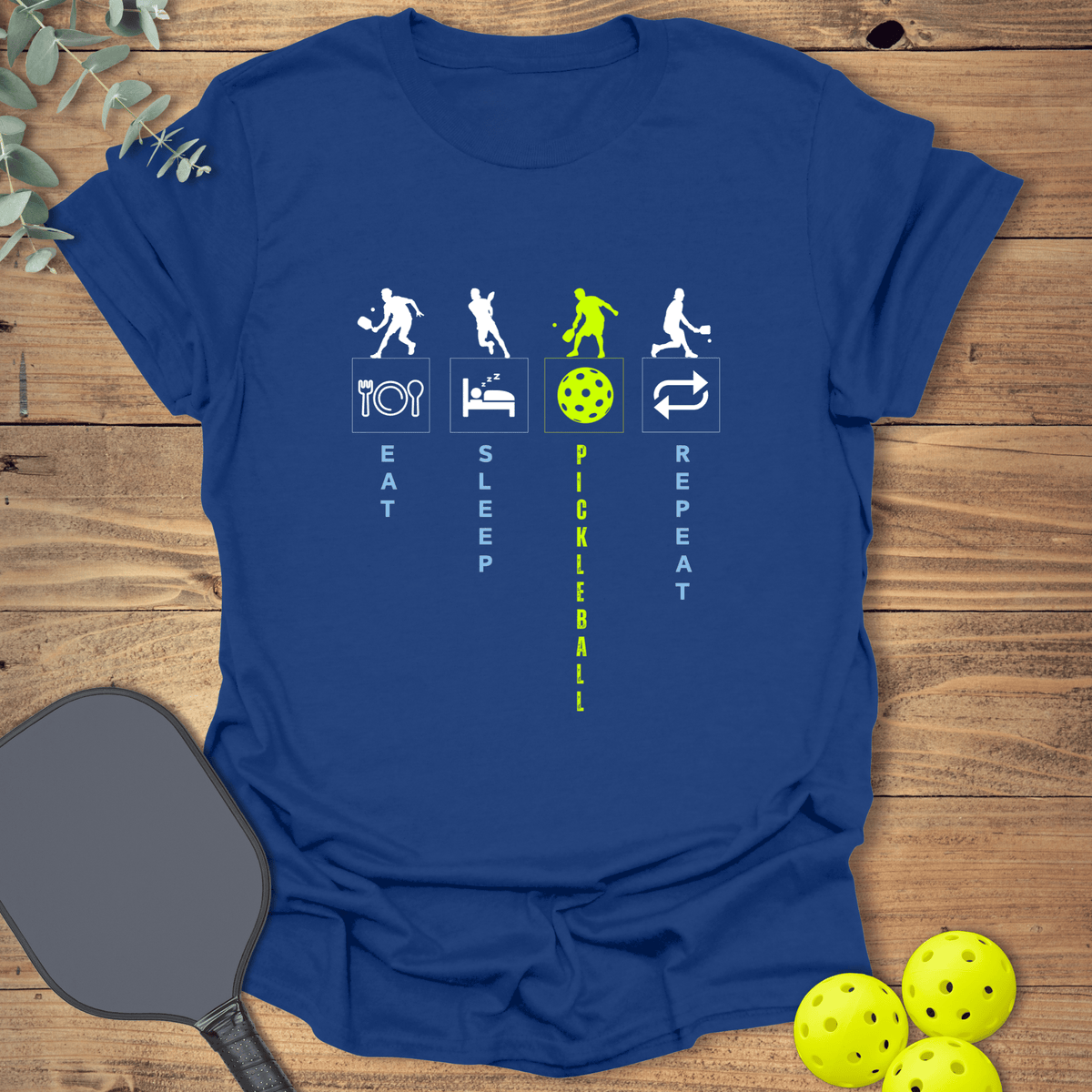Eat Sleep Pickleball Repeat T-Shirt - Graphic Tee - Gift for Pickleball Players - Unisex