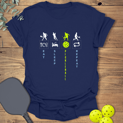 Eat Sleep Pickleball Repeat T-Shirt - Graphic Tee - Gift for Pickleball Players - Unisex