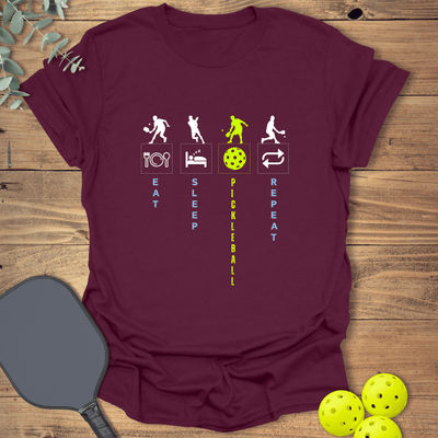 Eat Sleep Pickleball Repeat T-Shirt - Graphic Tee - Gift for Pickleball Players - Unisex