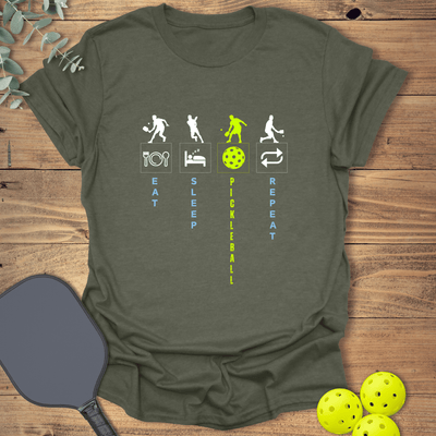 Eat Sleep Pickleball Repeat T-Shirt - Graphic Tee - Gift for Pickleball Players - Unisex
