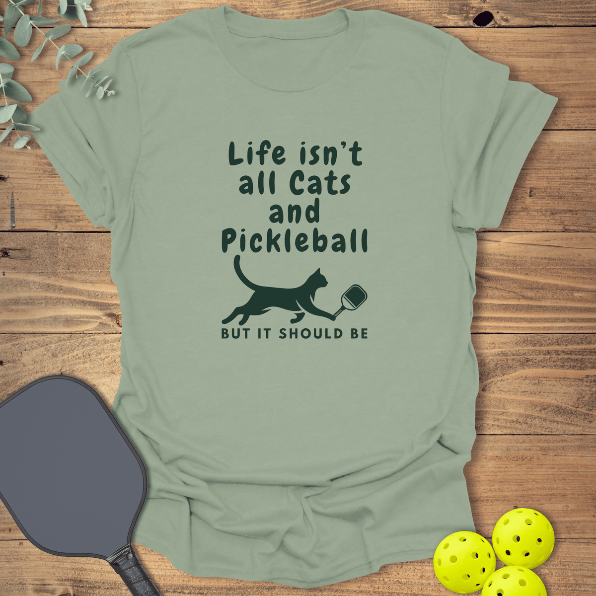 Cats and Pickleball T-Shirt - Graphic Tee - Gift for Pickleball Players - Unisex