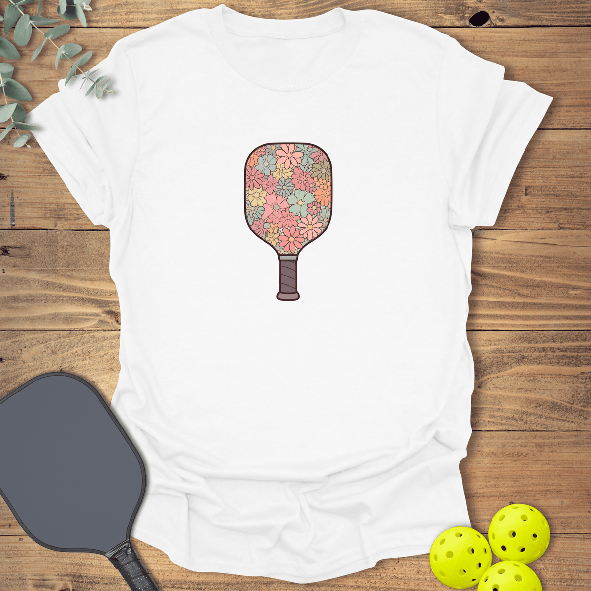Flower Paddle Pickleball T-Shirt - Graphic Tee - Gift for Pickleball Players - Unisex