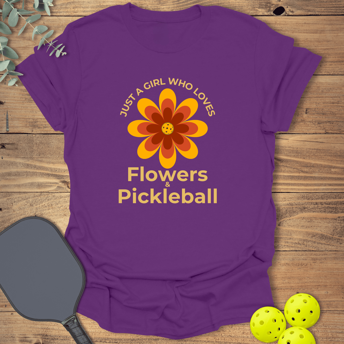 Flowers & Pickleball T-Shirt - Graphic Tee - Gift for Pickleball Players - Unisex