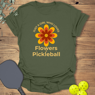 Flowers & Pickleball T-Shirt - Graphic Tee - Gift for Pickleball Players - Unisex
