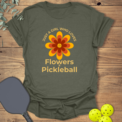 Flowers & Pickleball T-Shirt - Graphic Tee - Gift for Pickleball Players - Unisex