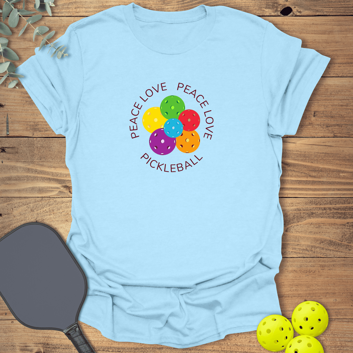 Peace Love Pickleball T-Shirt - Graphic Tee - Gift for Pickleball Players - Unisex