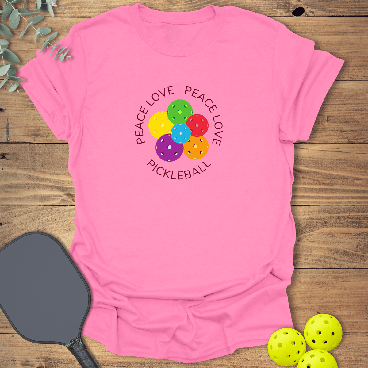 Peace Love Pickleball T-Shirt - Graphic Tee - Gift for Pickleball Players - Unisex
