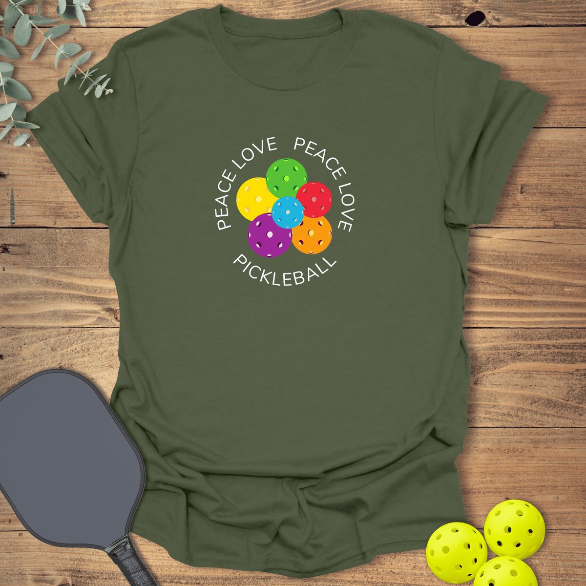 Peace Love Pickleball T-Shirt - Graphic Tee - Gift for Pickleball Players - Unisex