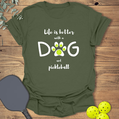 Dog & Pickleball Life T-Shirt - Graphic Tee - Gift for Pickleball Players - Unisex