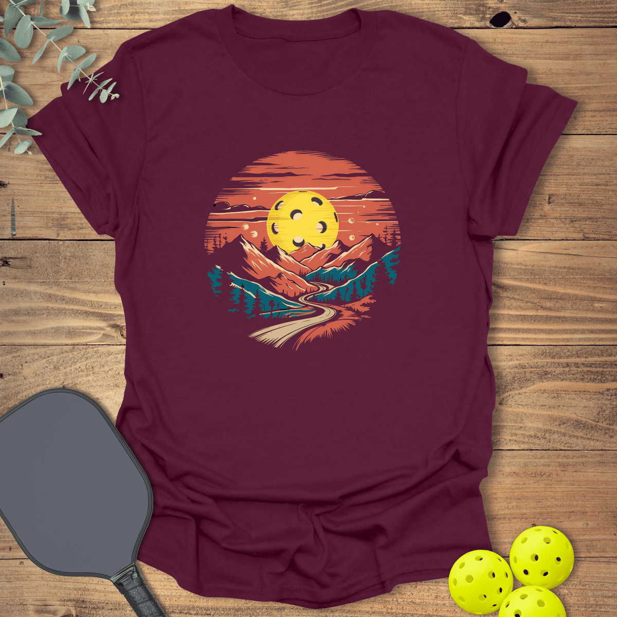 Mountains Pickleball T-Shirt - Graphic Tee - Gift for Pickleball Players - Unisex