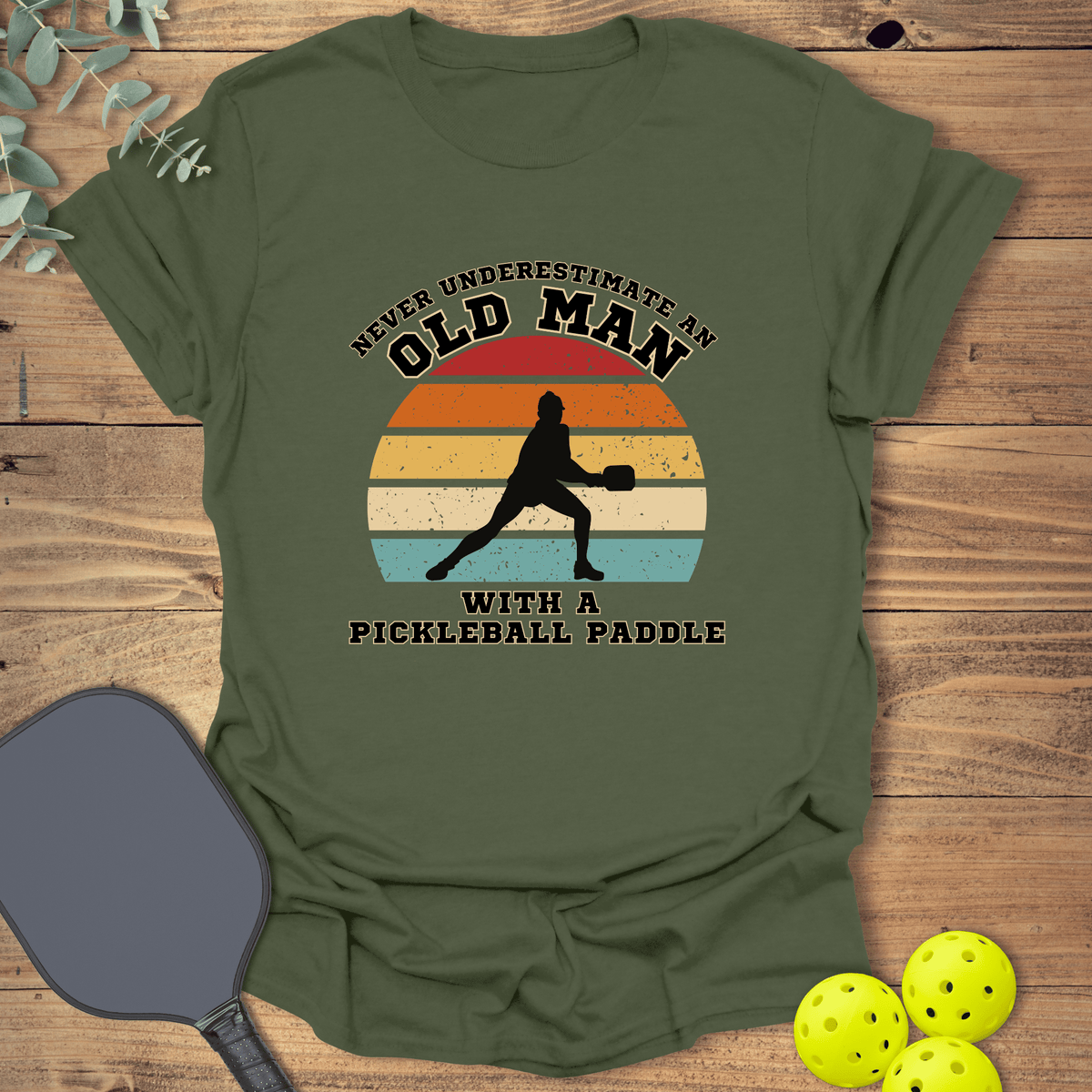 Old Man Pickleball T-Shirt - Graphic Tee - Gift for Pickleball Players - Unisex