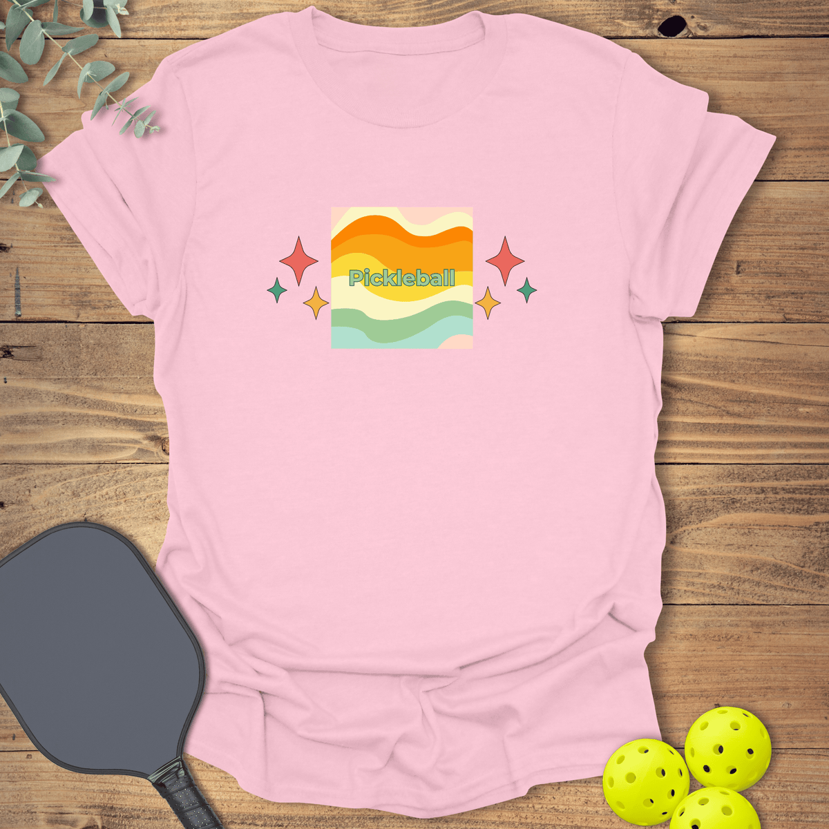 Retro Stars Pickleball T-Shirt - Graphic Tee - Gift for Pickleball Players - Unisex