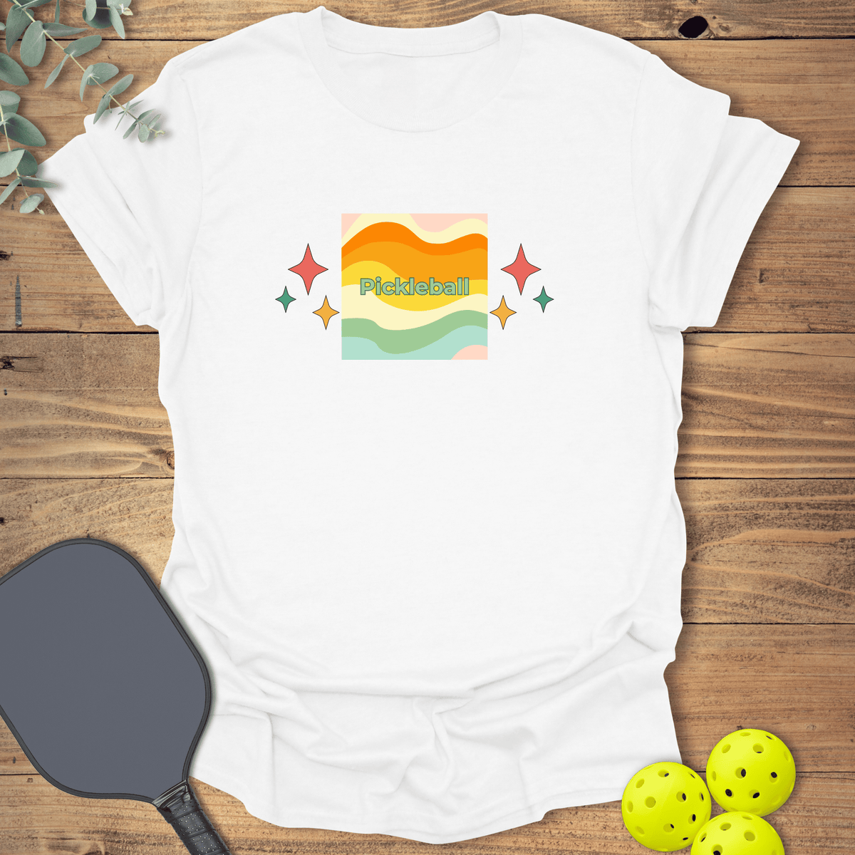 Retro Stars Pickleball T-Shirt - Graphic Tee - Gift for Pickleball Players - Unisex