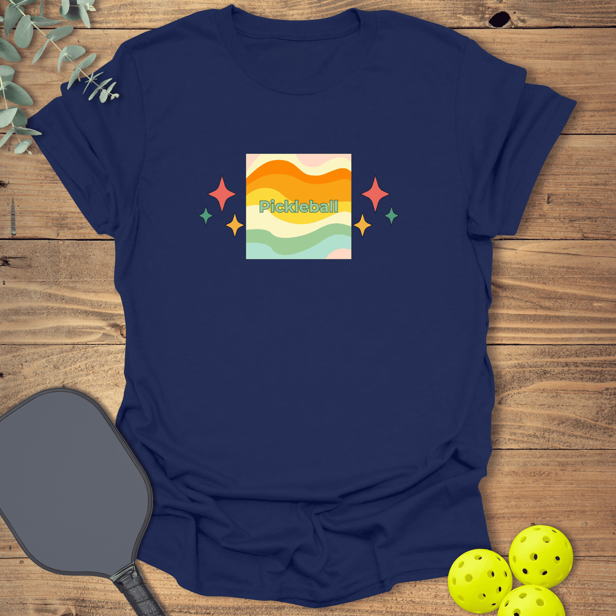Retro Stars Pickleball T-Shirt - Graphic Tee - Gift for Pickleball Players - Unisex