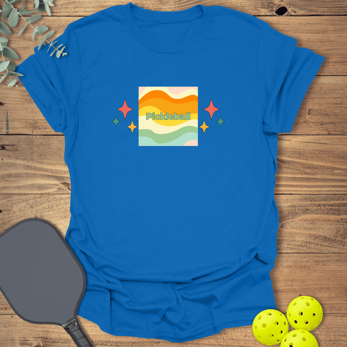 Retro Stars Pickleball T-Shirt - Graphic Tee - Gift for Pickleball Players - Unisex