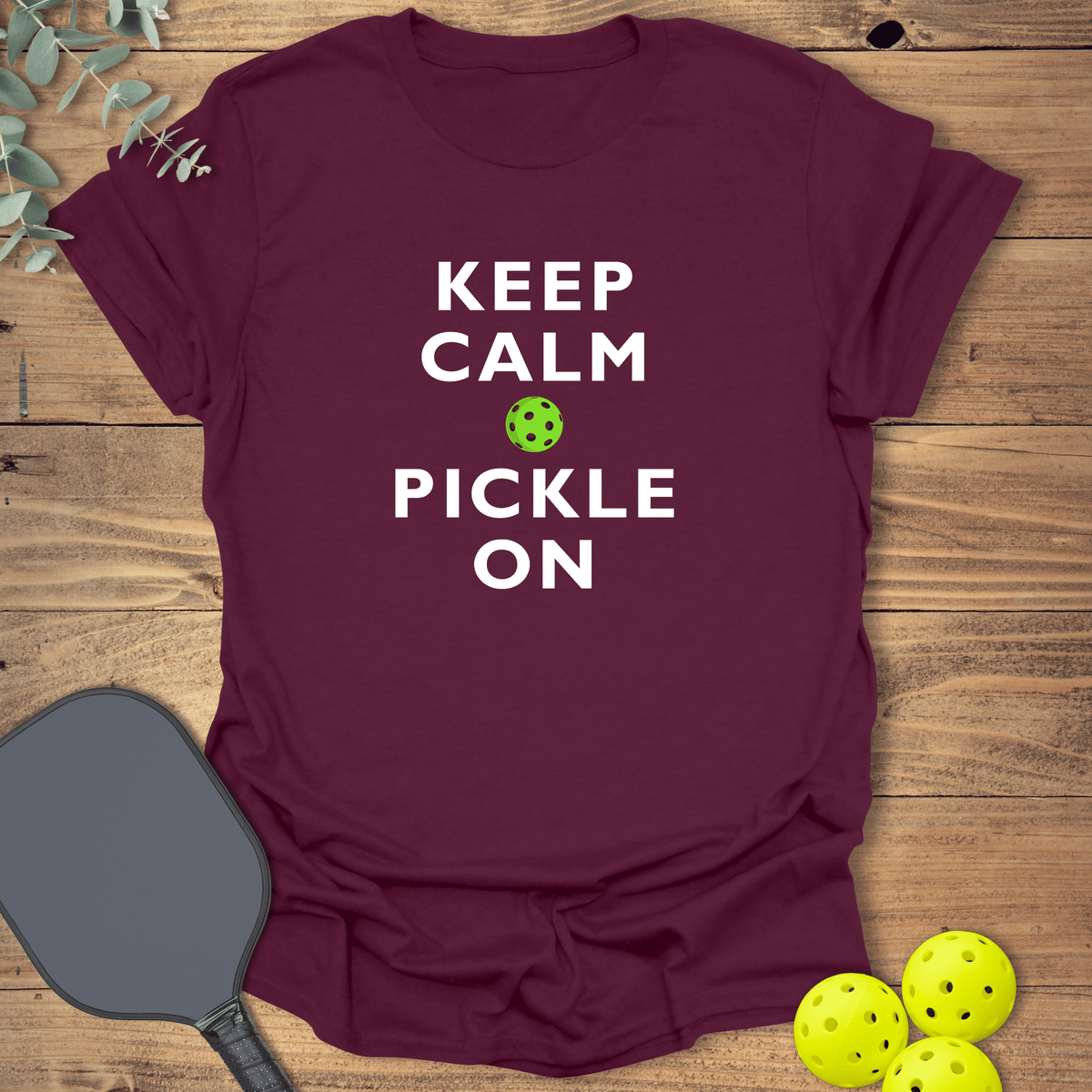 Keep Calm & Pickle On T-Shirt - Pickleball Graphic Tee - Gift for Pickleball Players - Unisex