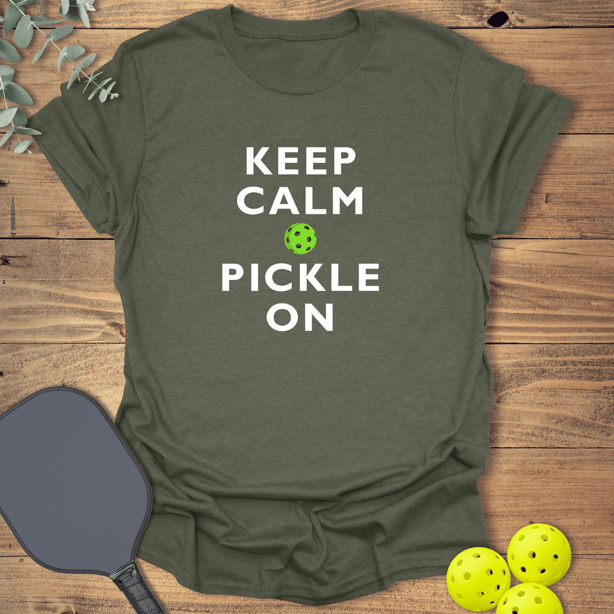 Keep Calm & Pickle On T-Shirt - Pickleball Graphic Tee - Gift for Pickleball Players - Unisex