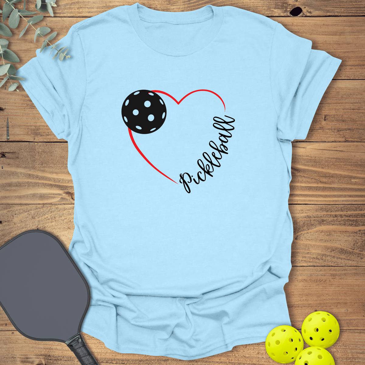 Red Heart Pickleball T-Shirt - Graphic Tee - Gift for Pickleball Players - Unisex