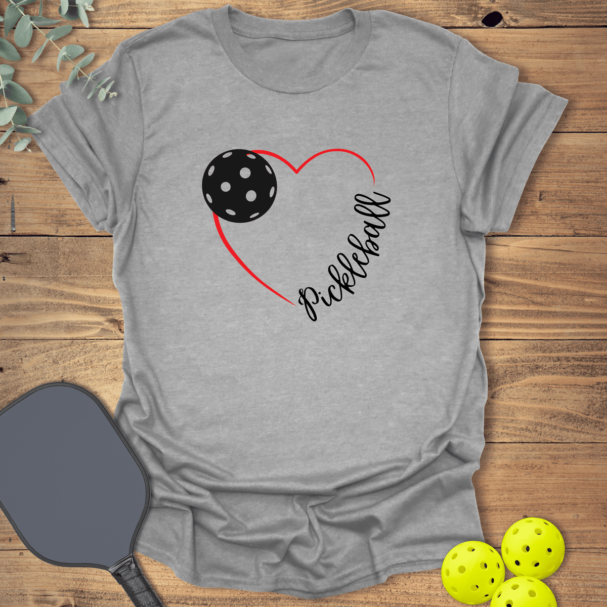 Red Heart Pickleball T-Shirt - Graphic Tee - Gift for Pickleball Players - Unisex