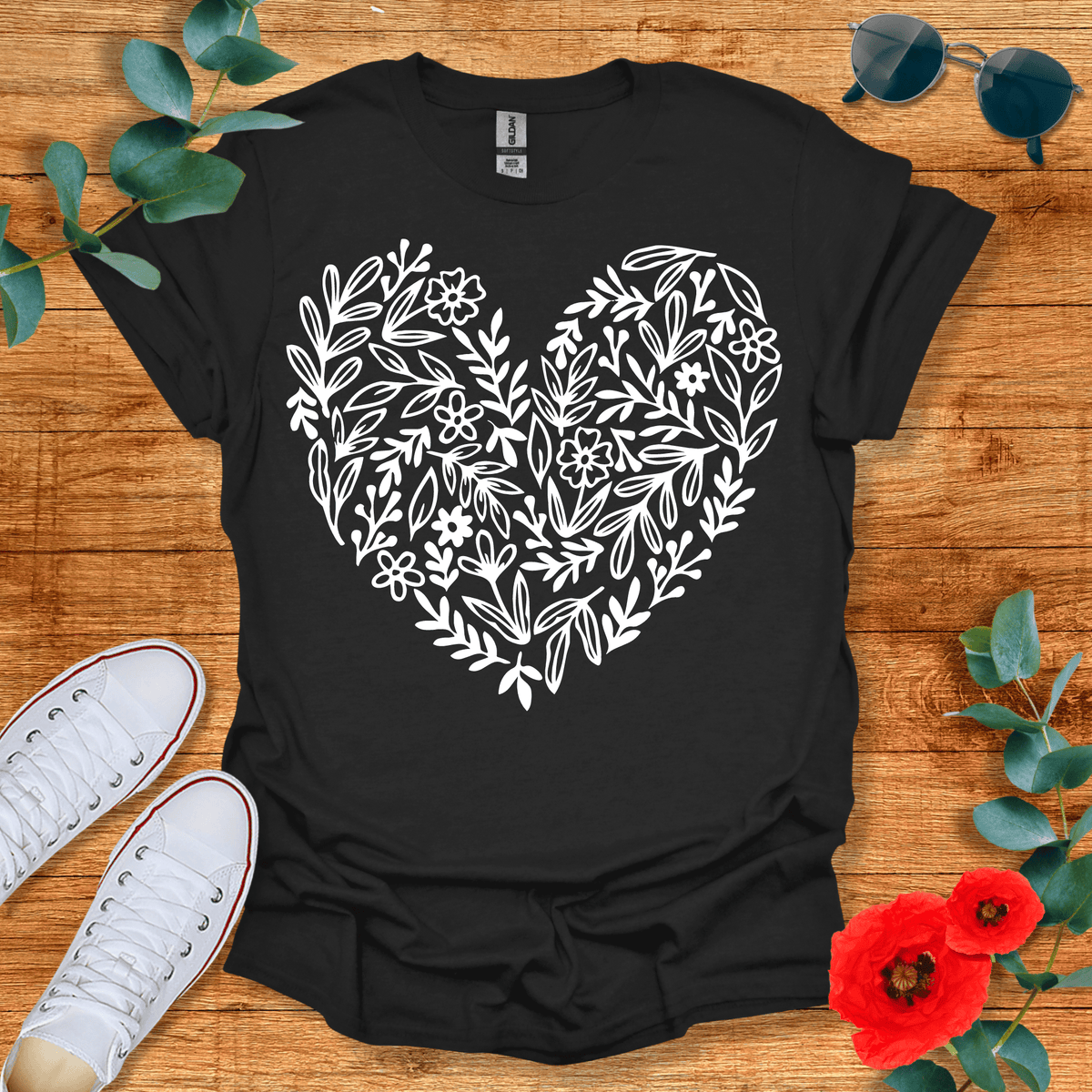 Flower Heart T-Shirt - Nature Lover Graphic Tee - Gift for Nature Lovers - Unisex