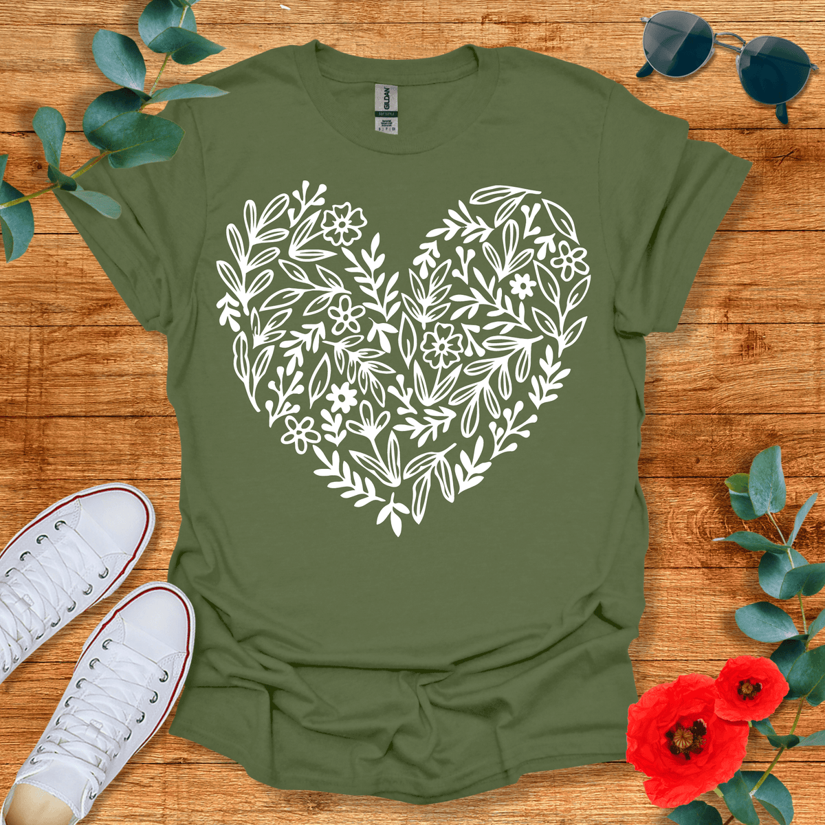 Flower Heart T-Shirt - Nature Lover Graphic Tee - Gift for Nature Lovers - Unisex